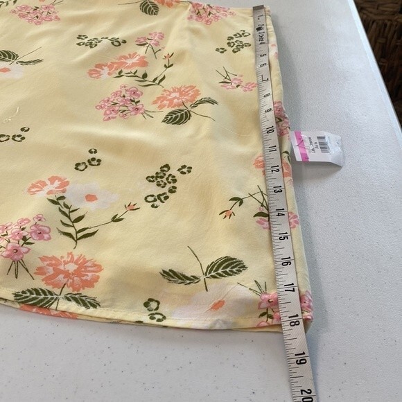 Abound Yellow Floral Lightweight Lined Mini Skirt Side Zip Skater Cottagecore - Picture 10 of 13